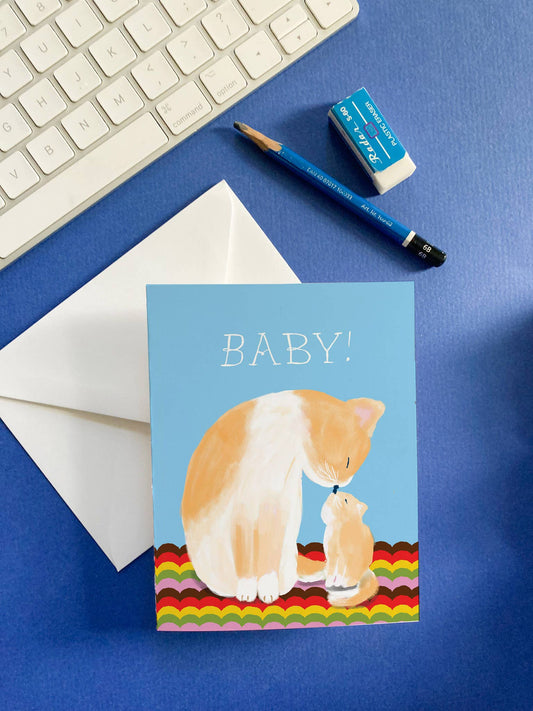 Cat & Kitten Welcome Baby Greeting Card