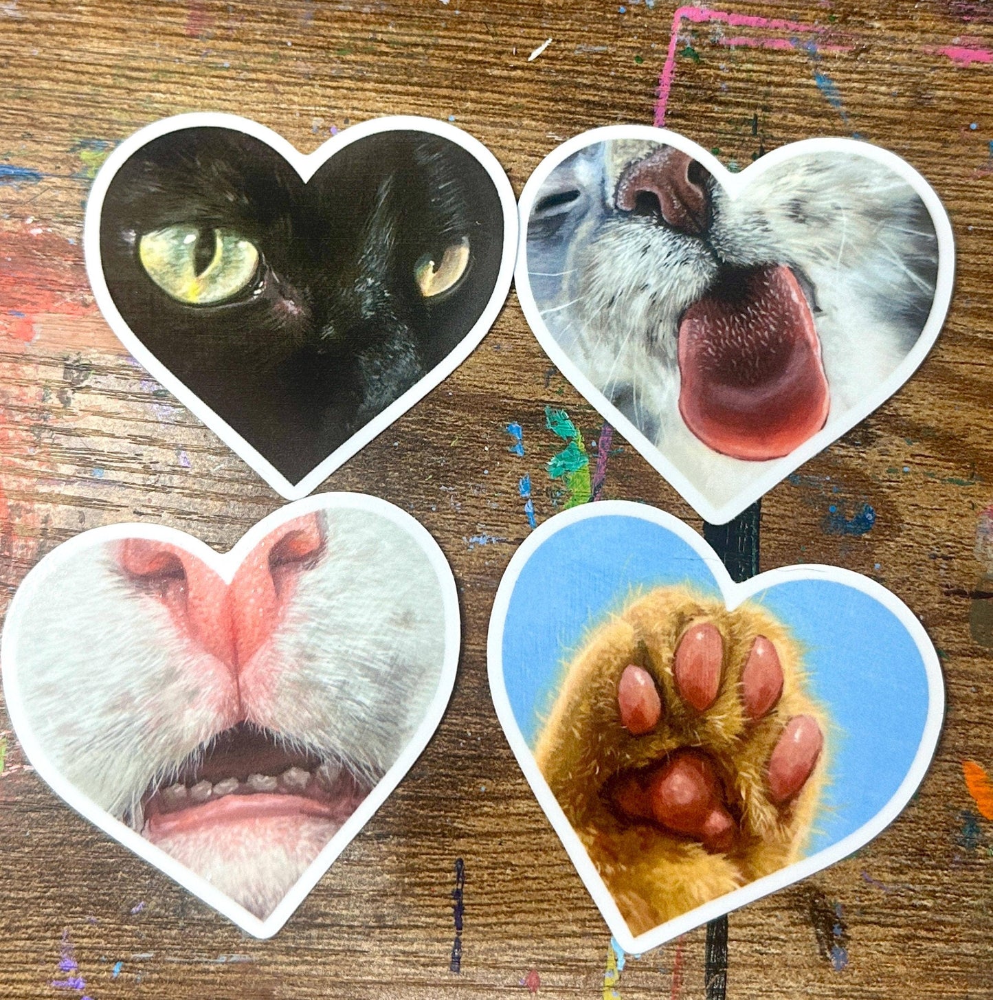 Orange Cat Paw Heart Sticker