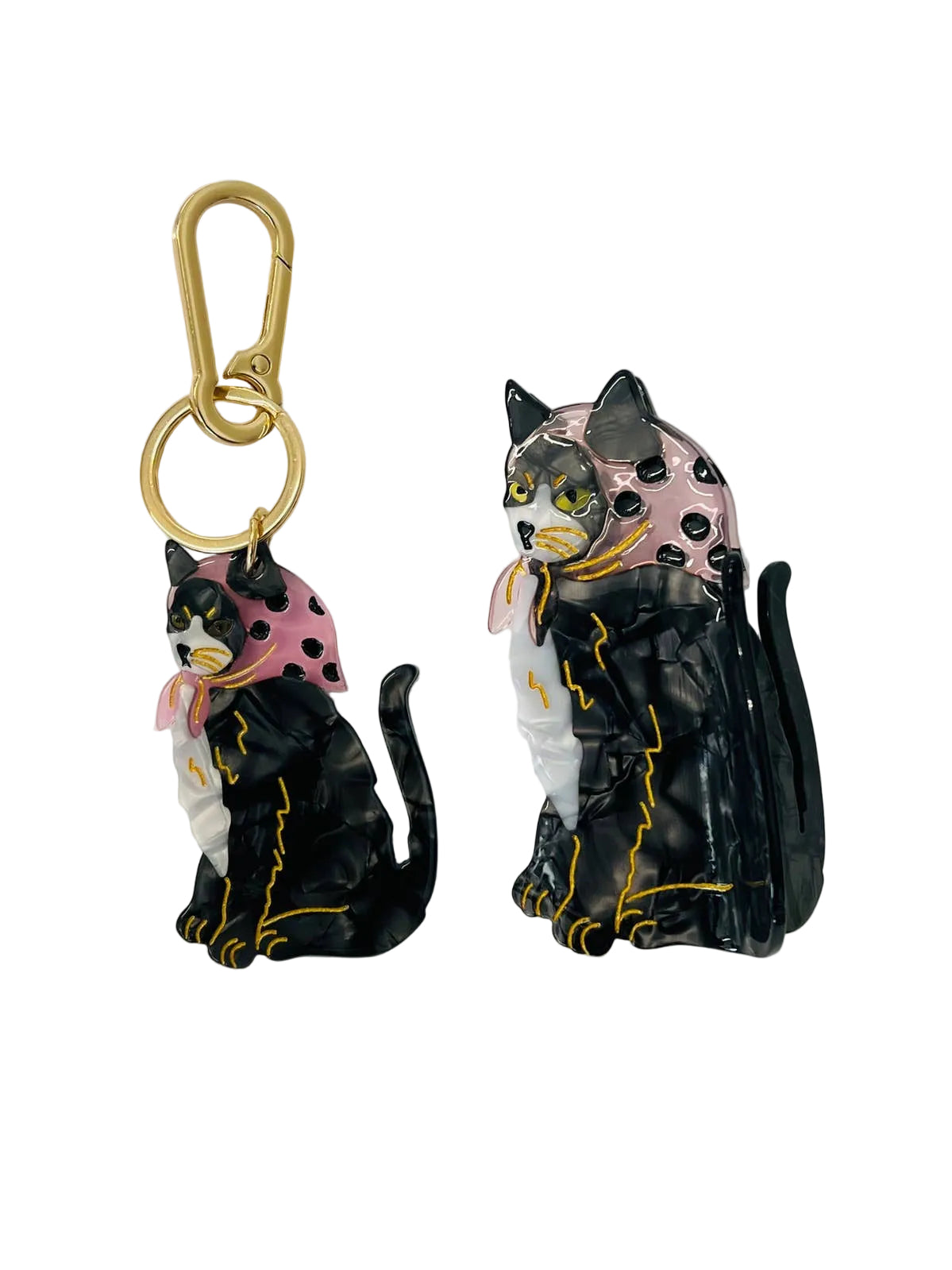 Babushka Cat Bag Charm Keychain
