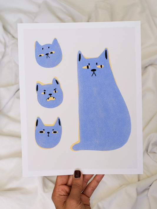 Blue Cat Art Print