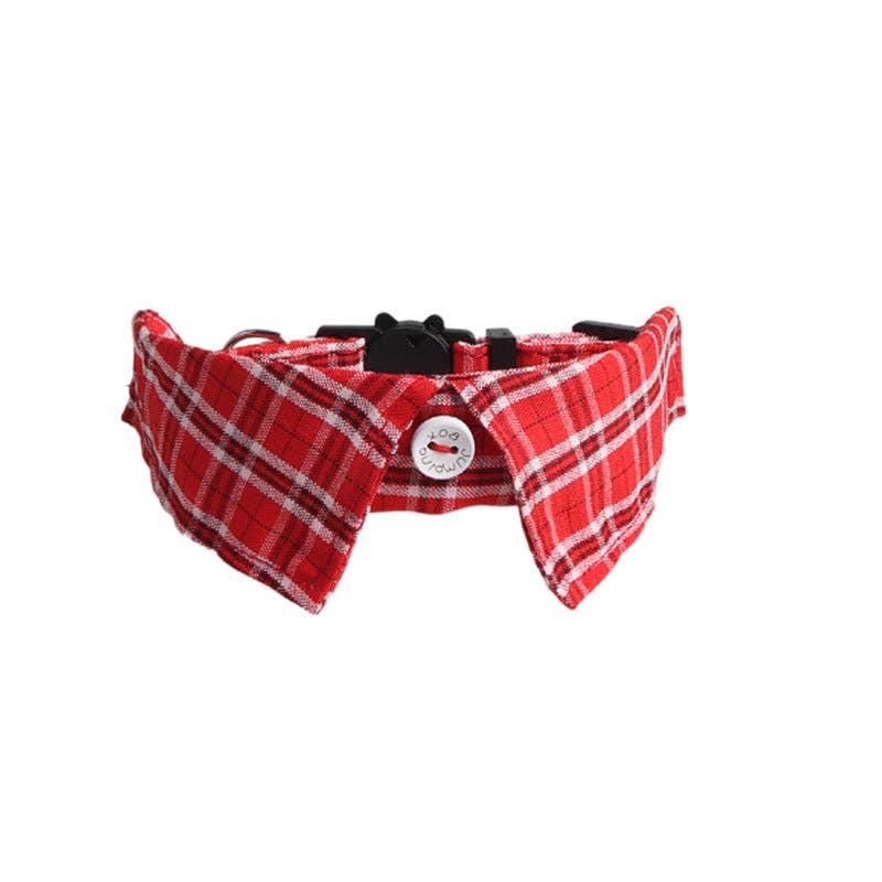 Red Plaid Cat Collar with Bell