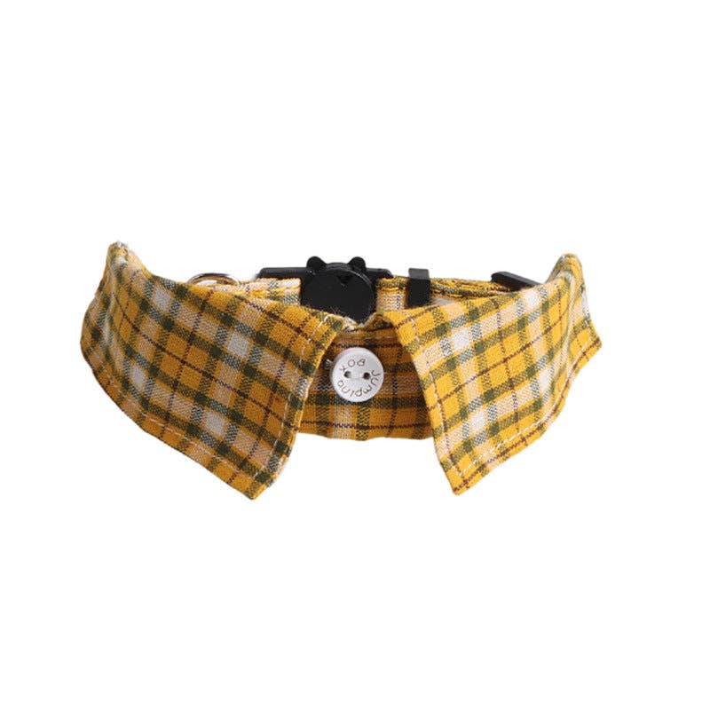 Plaid dog collar with a black buckle on a white background