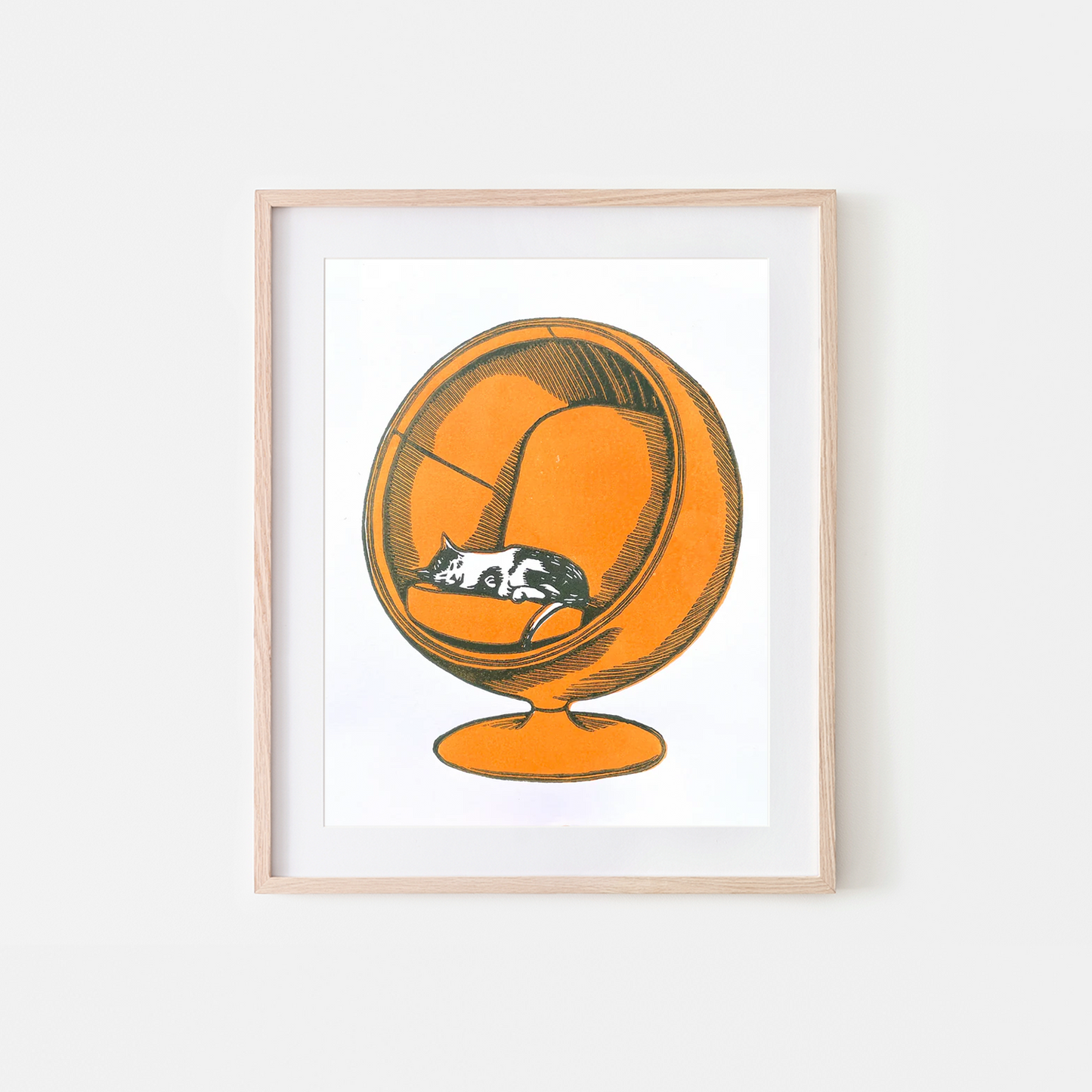 Cat in Ball Chair Lincout Art Print