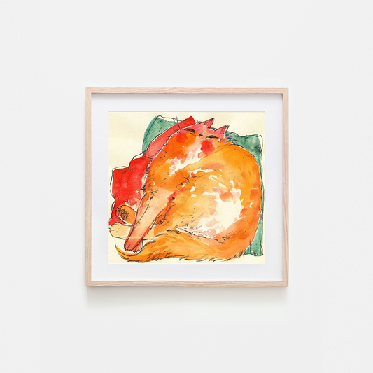 Orange Comfy Cat Art Print
