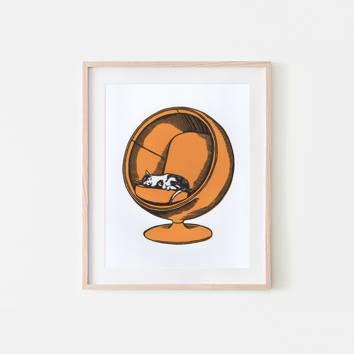Cat in Ball Chair Lincout Art Print